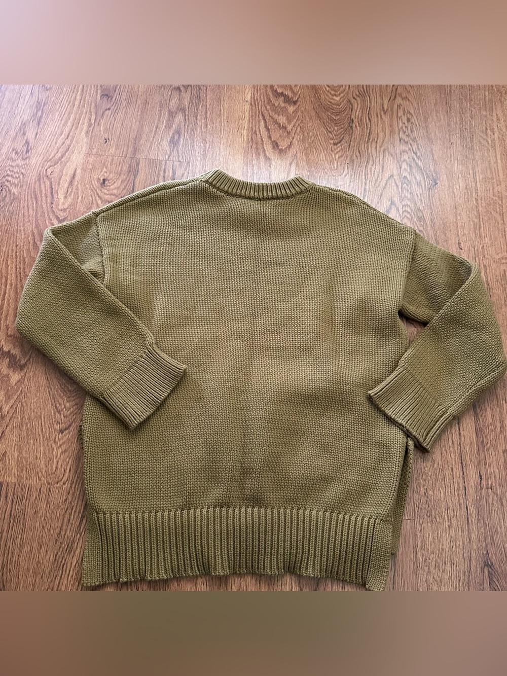 Jenni Kayne Olive Green Knit Crewneck Sweater fisherman size small heavy knit - Picture 9 of 9